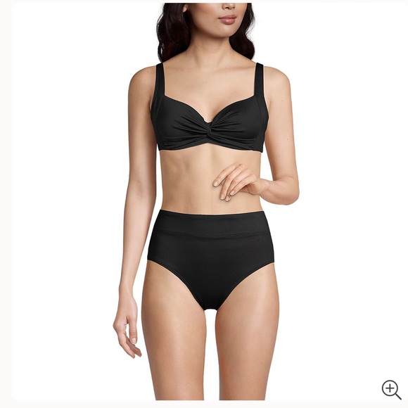 Lands end UPF 50 BLACK underwire twist front bikini 2 PIECE - Picture 3 of 5